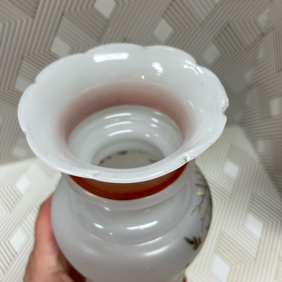 Antique Hand Blown Bristol Glass Vase Hand Painted - Picture 11 of 13